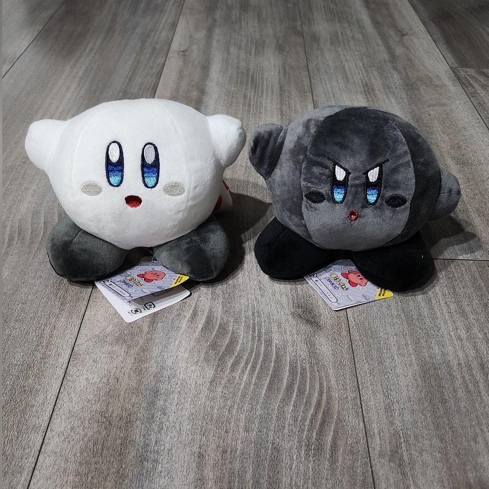 Black and white kirby plush